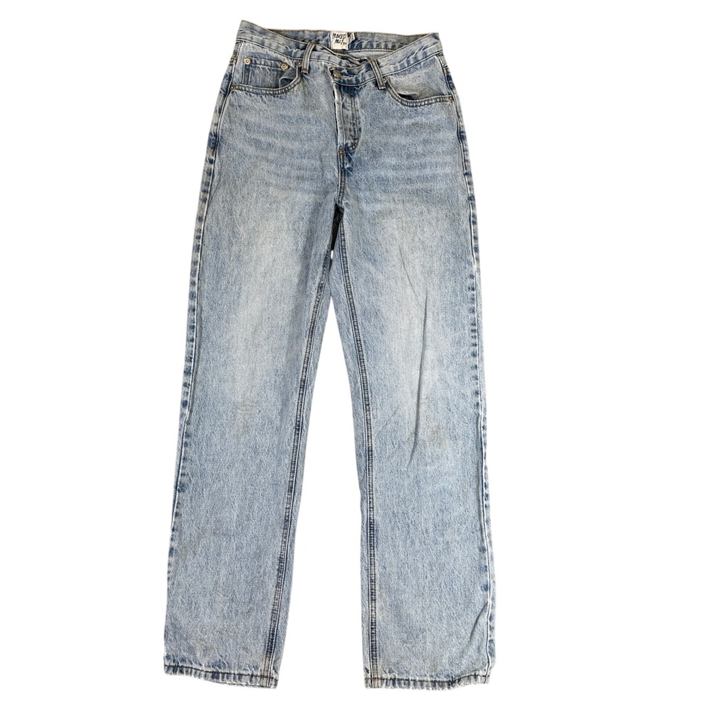 Princess Polly Light Wash High Rise Straight Leg Button Fly Jeans Size 2 US